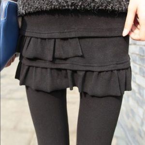 Double Layered Legging and Mini Skirt Thick Winter